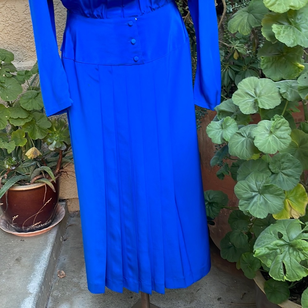 Vintage royal blue Cadaz silk dress - Picture 6 of 12